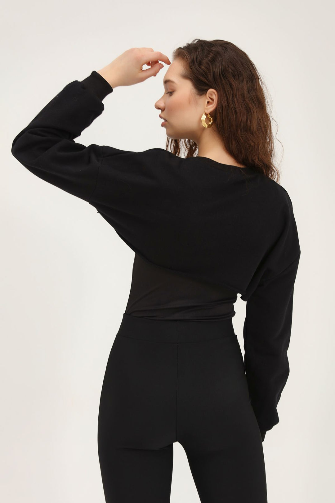 Bolero Sweatshirt Bodysuit Siyah