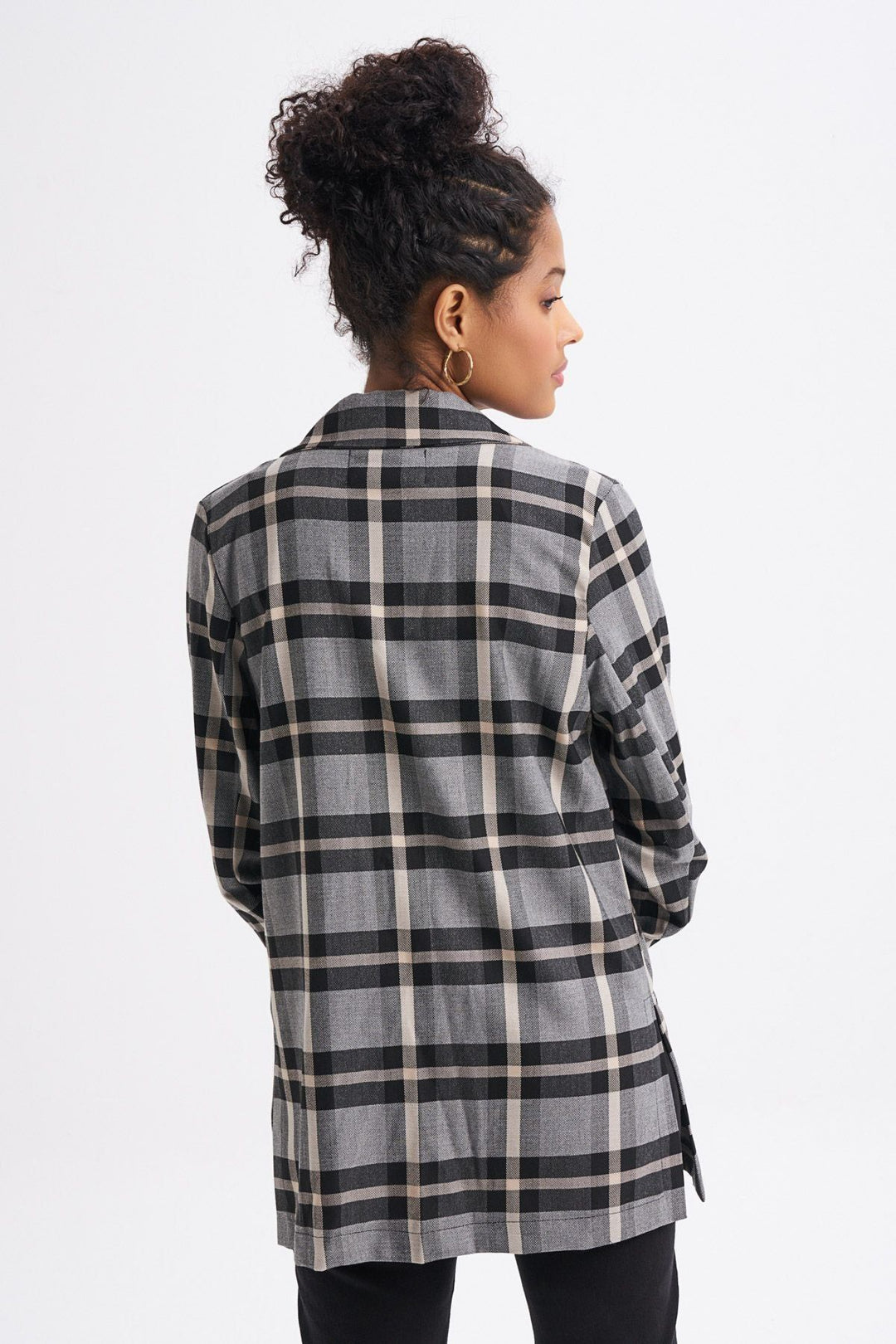 Ekose Blazer Ceket Gri