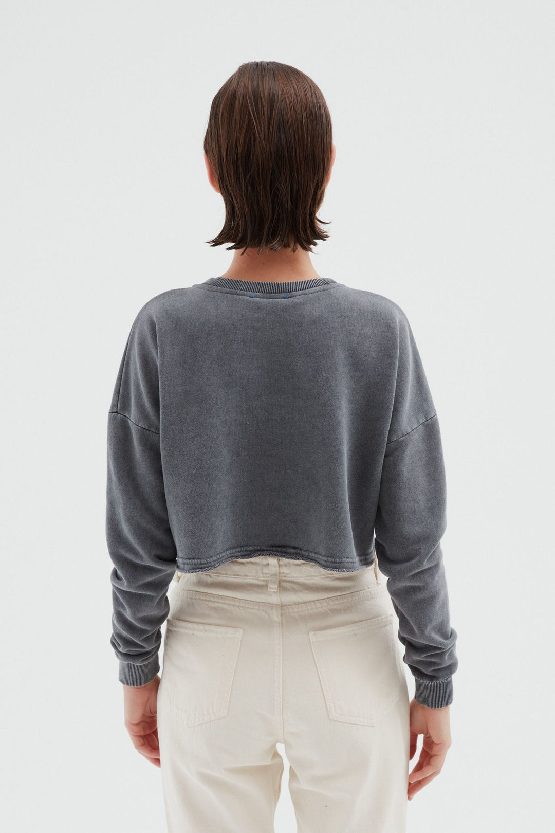 Printed Crop Sweatshirt Anthracite