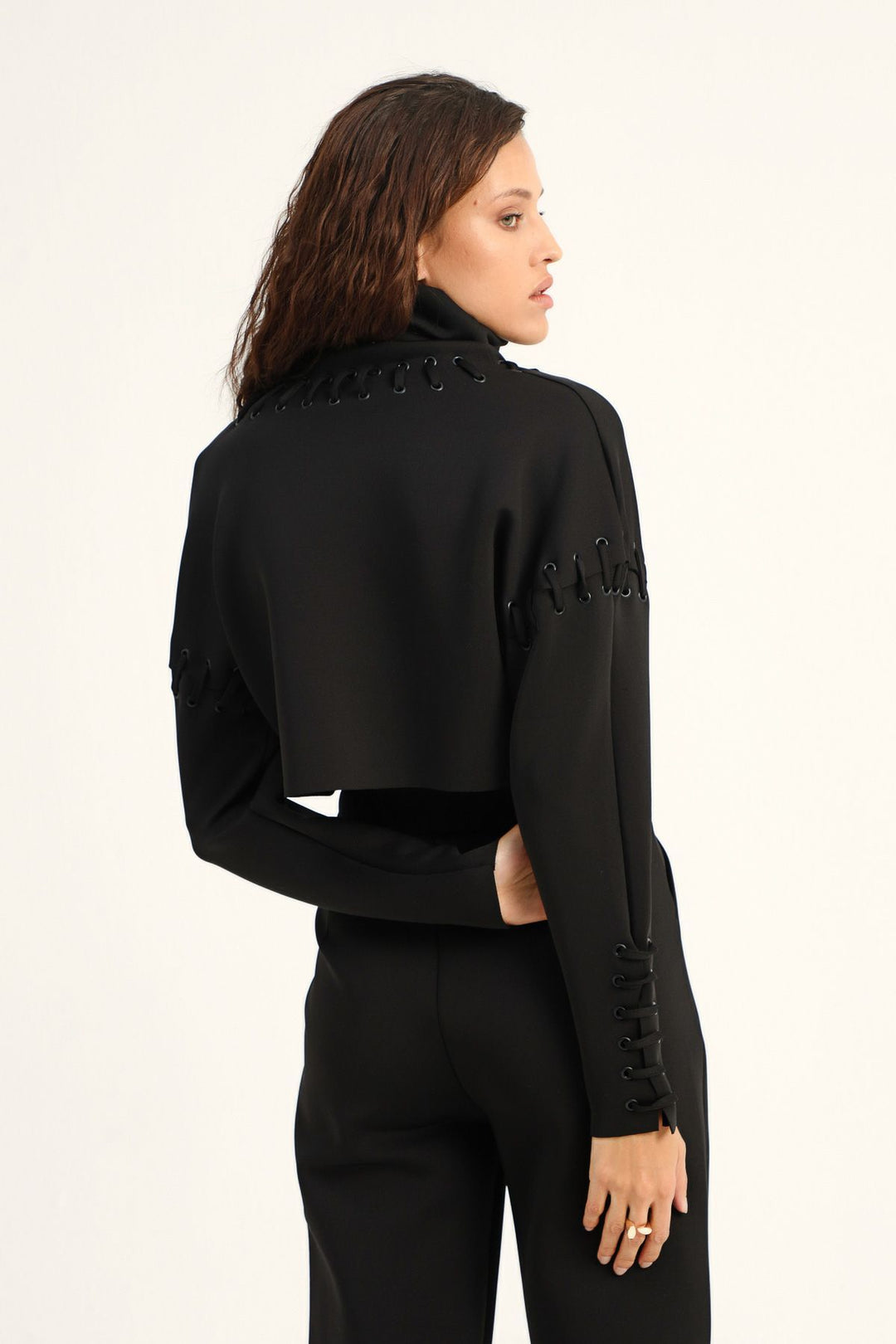 Diver Fabric Bird Eye Sweatshirt Black