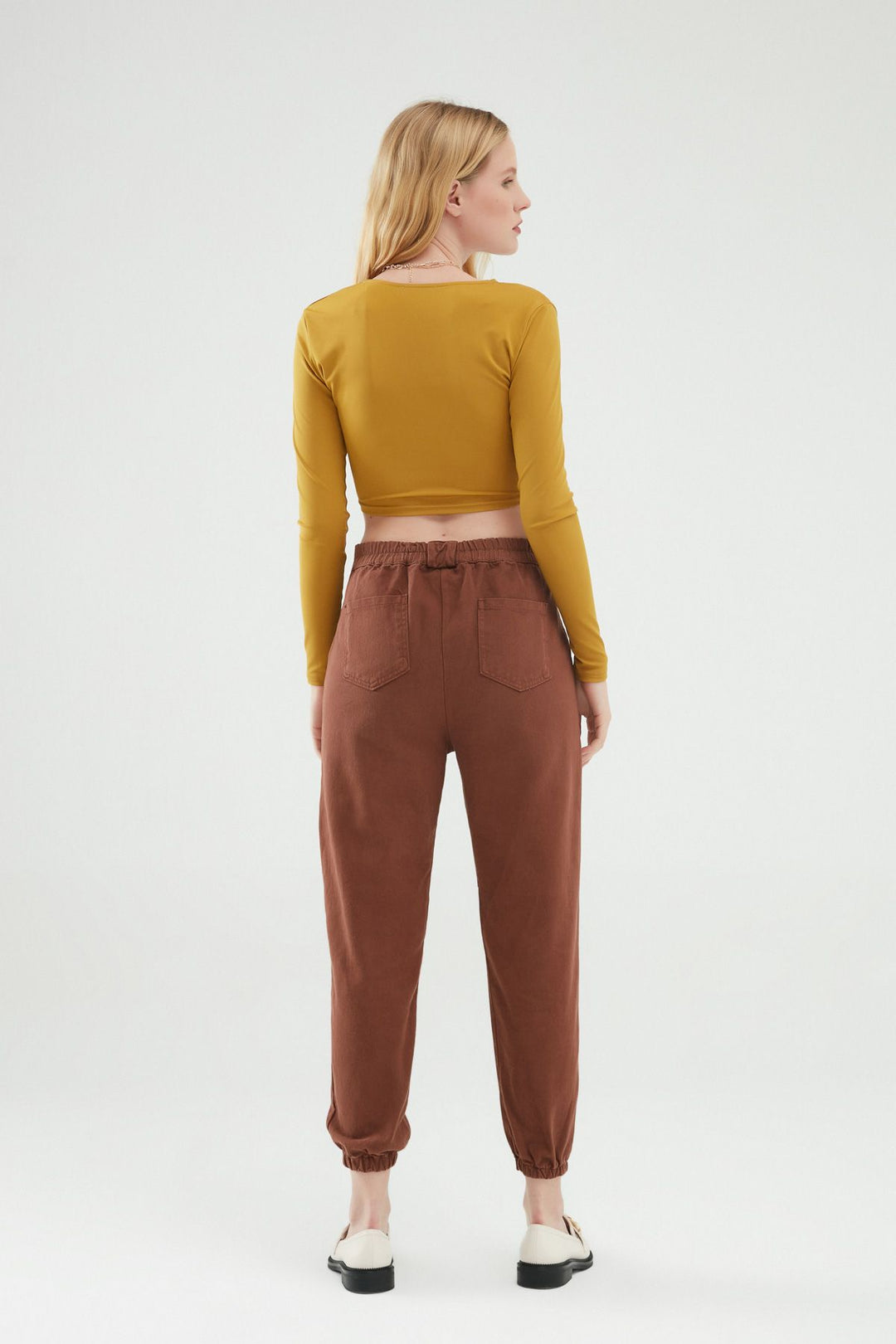 Gabardine Jogger Pants Dark Brown