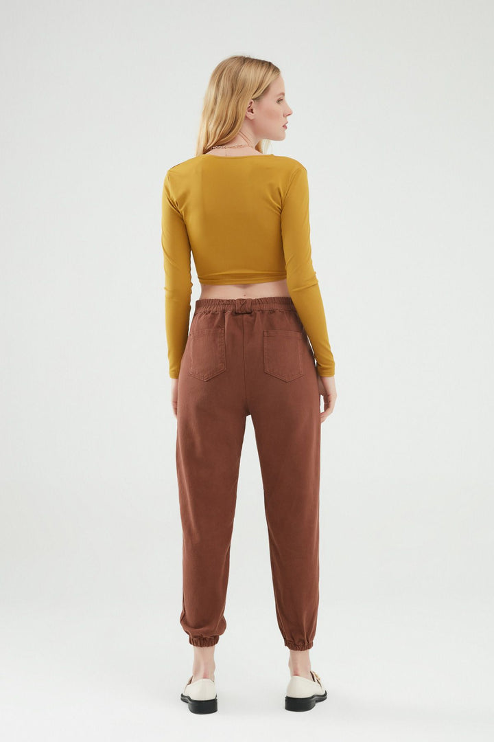 Gabardine Jogger Pants Dark Brown