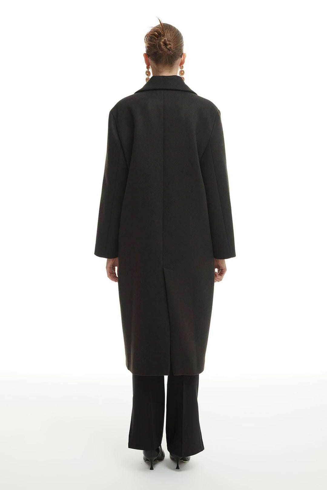 Buttoned Long Coat Black