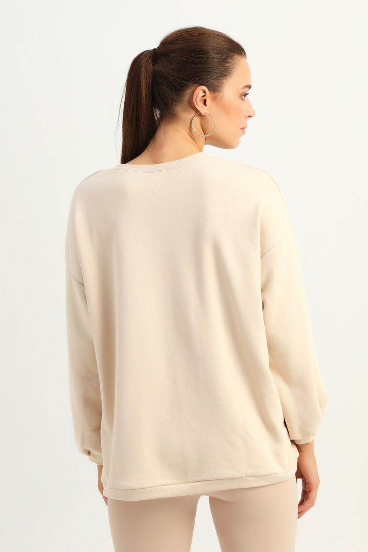 Oversize Long Sweatshirt Beige