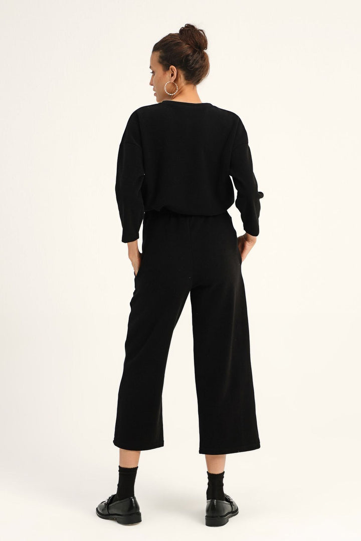 Beli Lastikli Bol Paça Eşofman Siyah