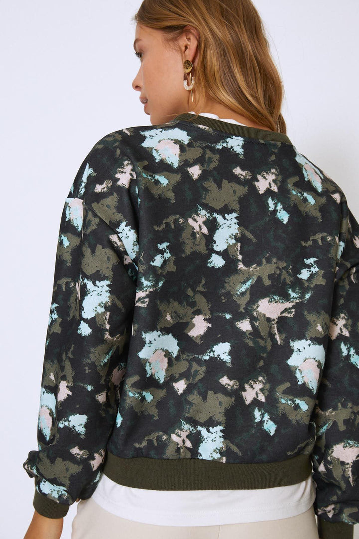 Camouflage Patterned Sweatshirt Khaki