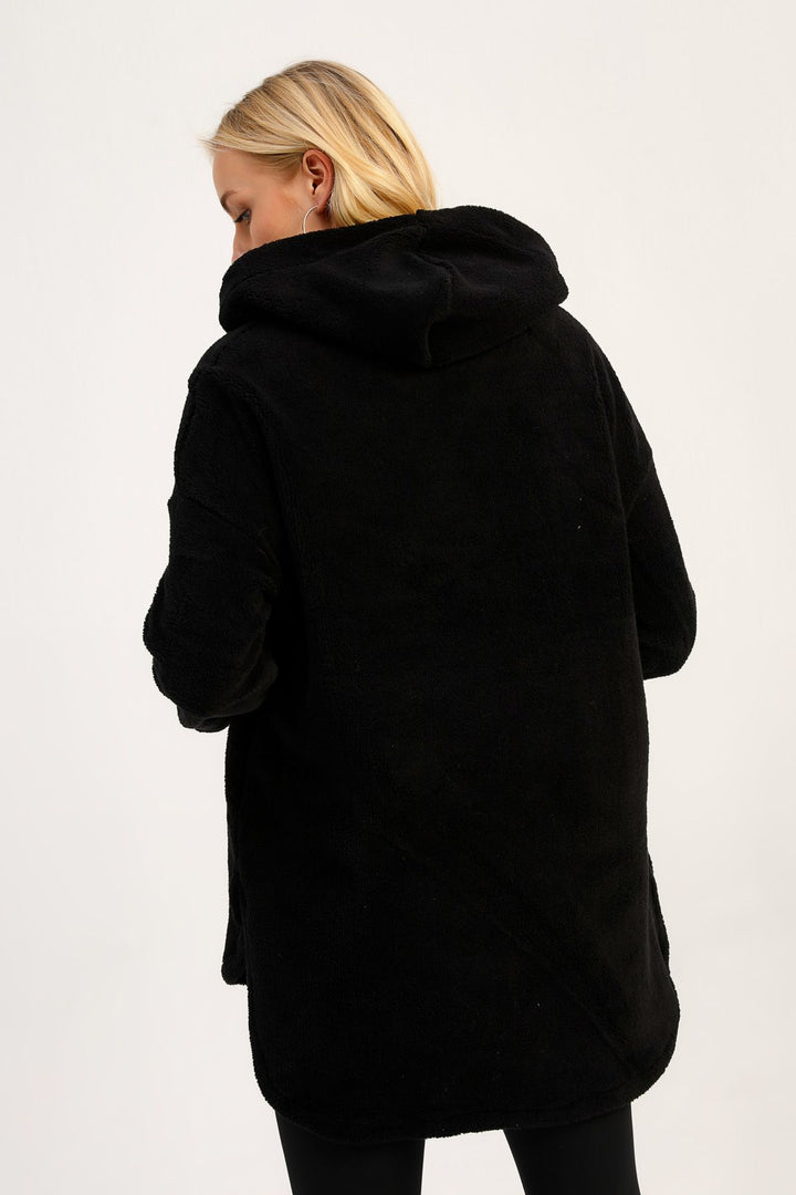 Hooded Plush Sweatshirt Black