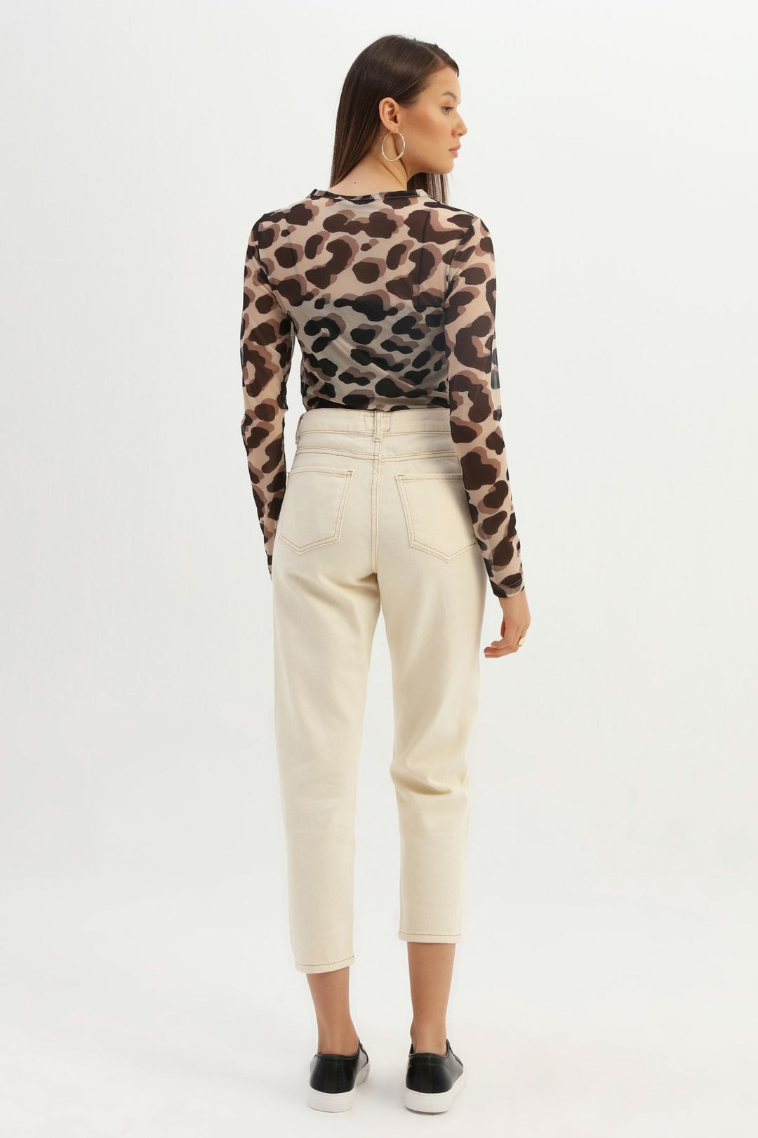 Leopard Patterned Tulle Blouse Brown