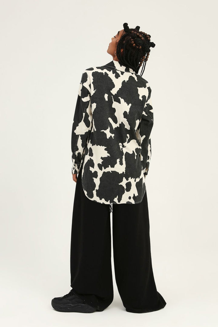 Patterned Gabardine Shirt Black