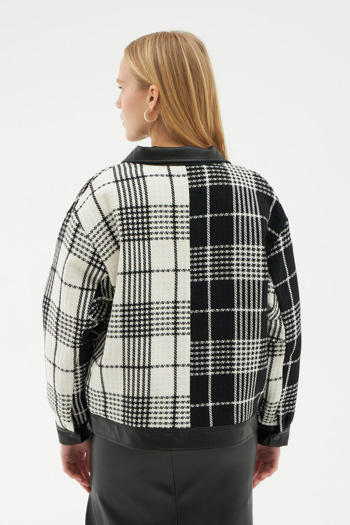 Leather Detailed Bomber Jacket Black