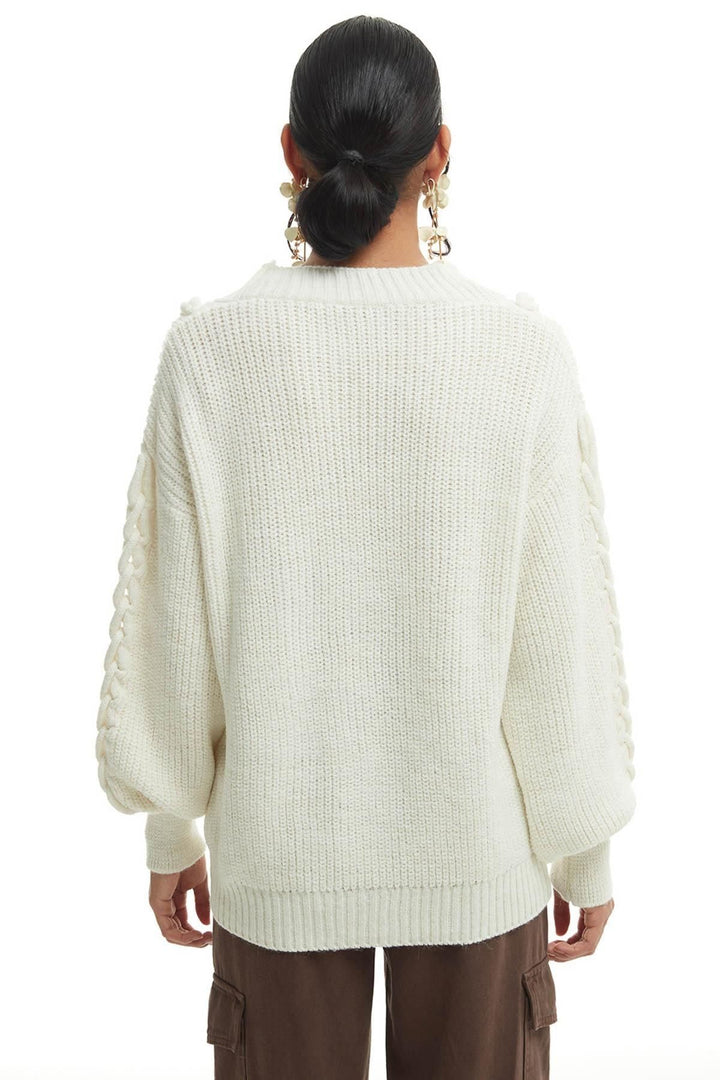 Knit Detailed Cardigan Ecru