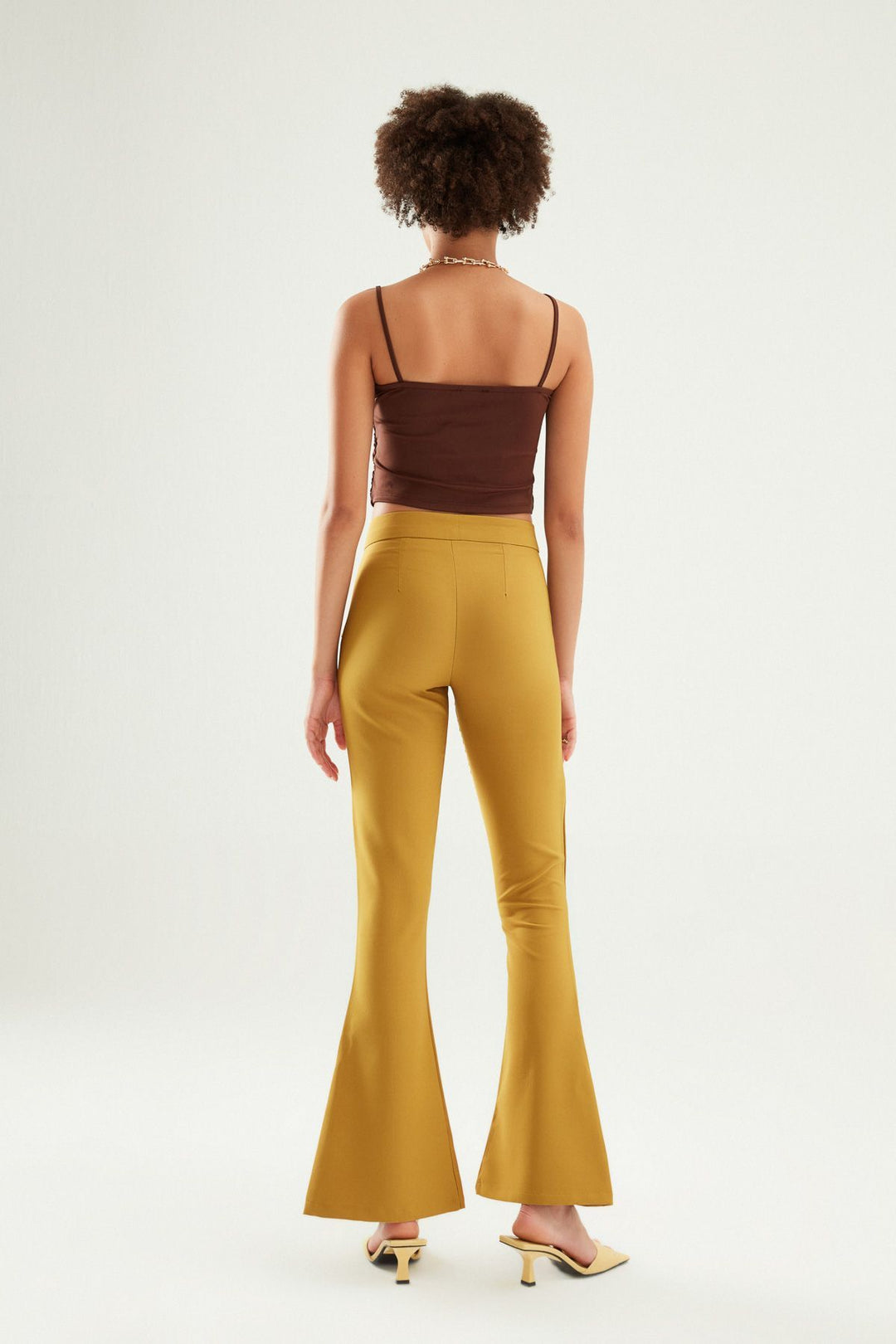 İspanyol Paça Yüksek Bel Pantolon Olive