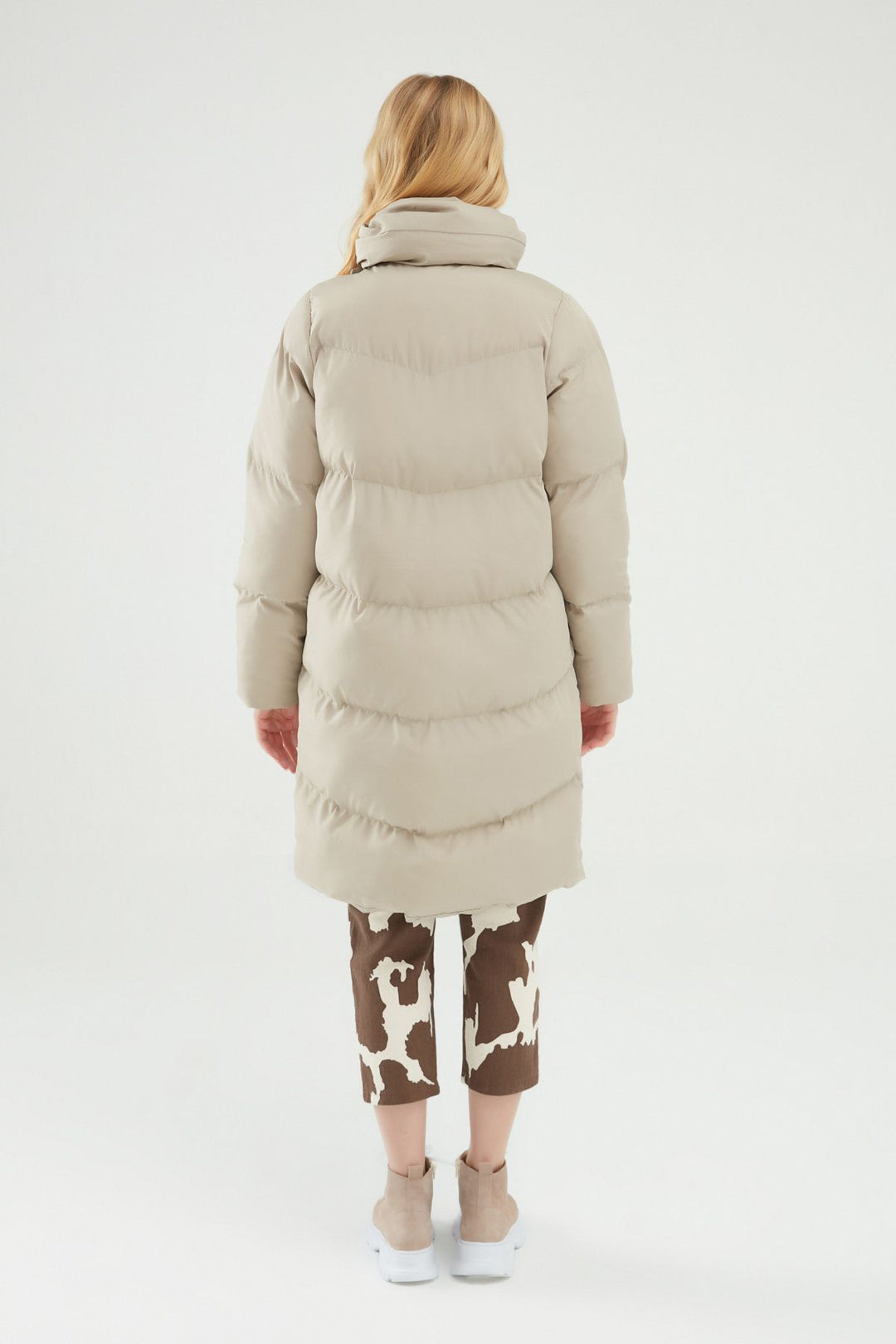 Kruvaze Şişme Mont Bej