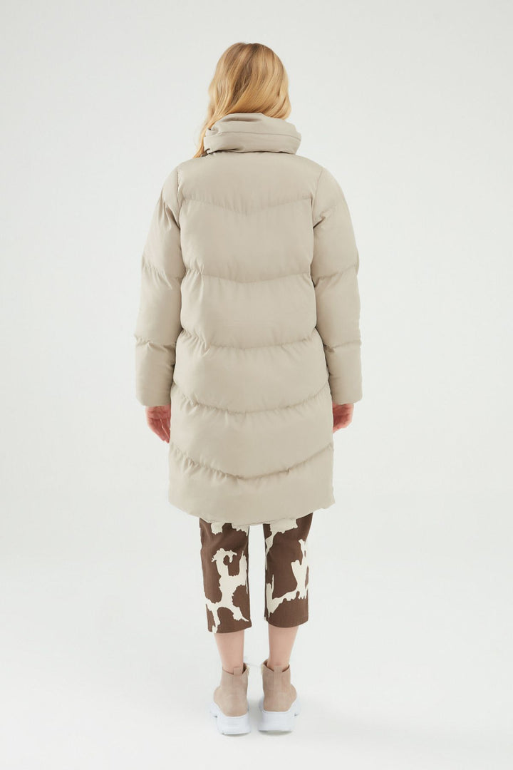 Kruvaze Şişme Mont Bej