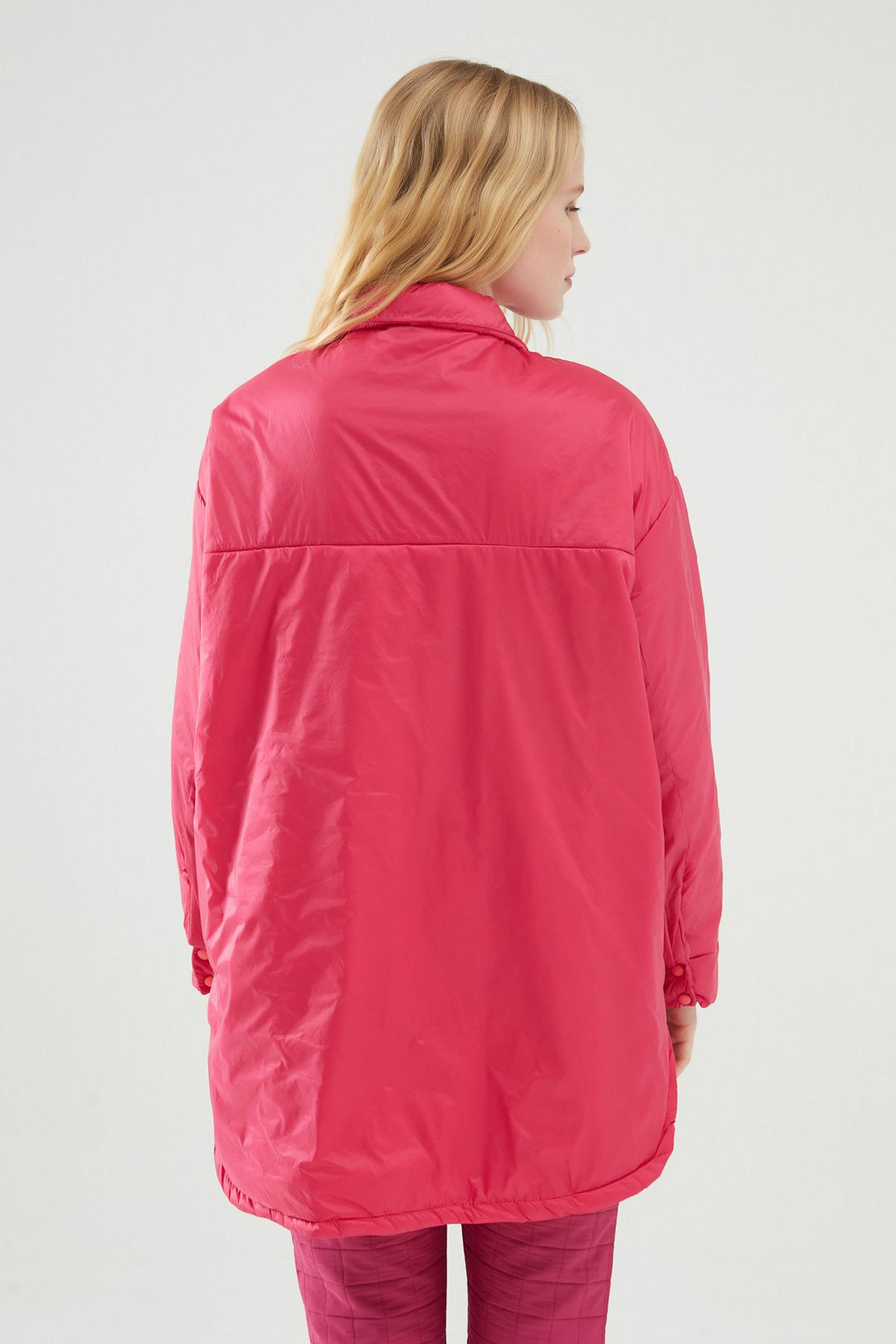 Oversize Uzun Ceket Fuşya