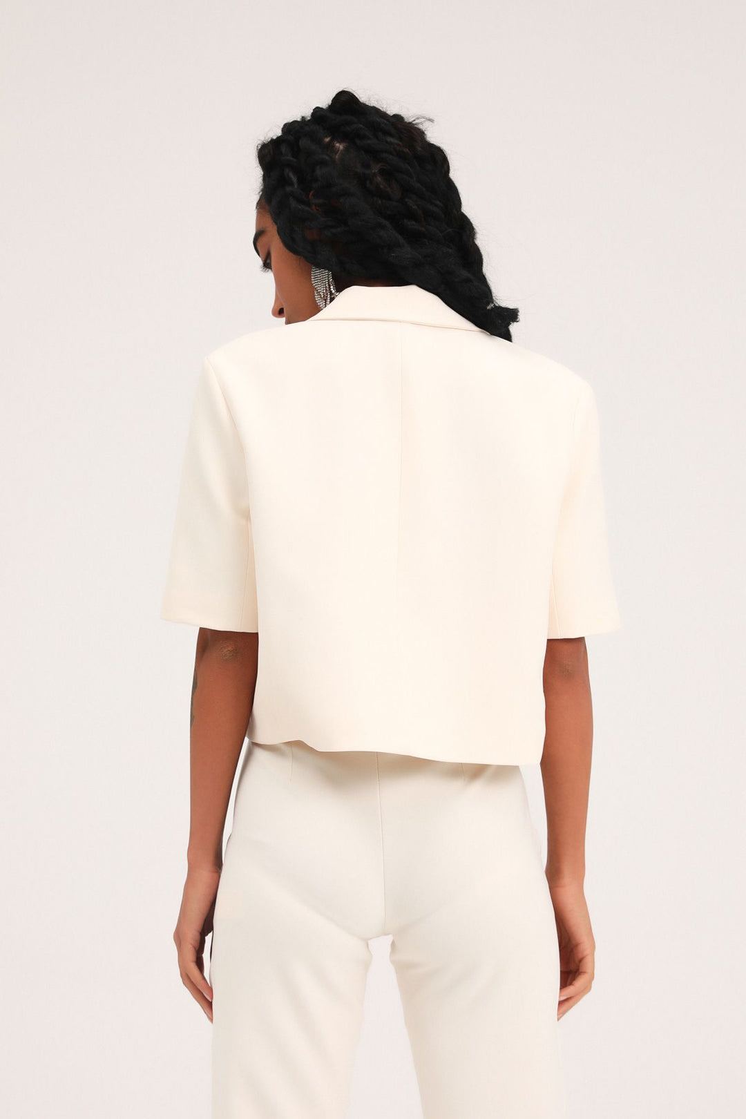 Kısa Kol Crop Blazer Ceket Kemik