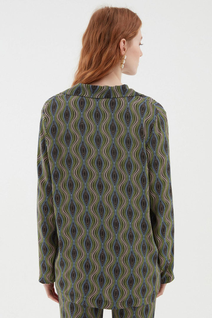 Patterned Buttoned Shirt Green