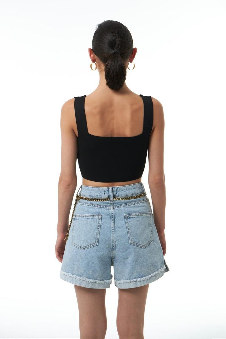 Strap Crop Knitwear Black