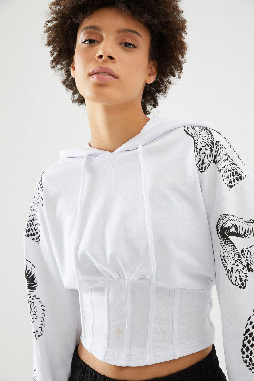 Baskılı Balenli Sweatshirt Beyaz