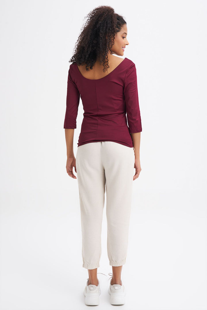Truvakar Sleeve Basic Blouse Plum