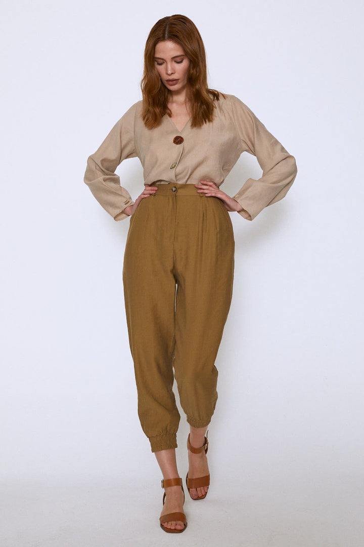 Paçası Lastikli Jogger Pantolon Haki