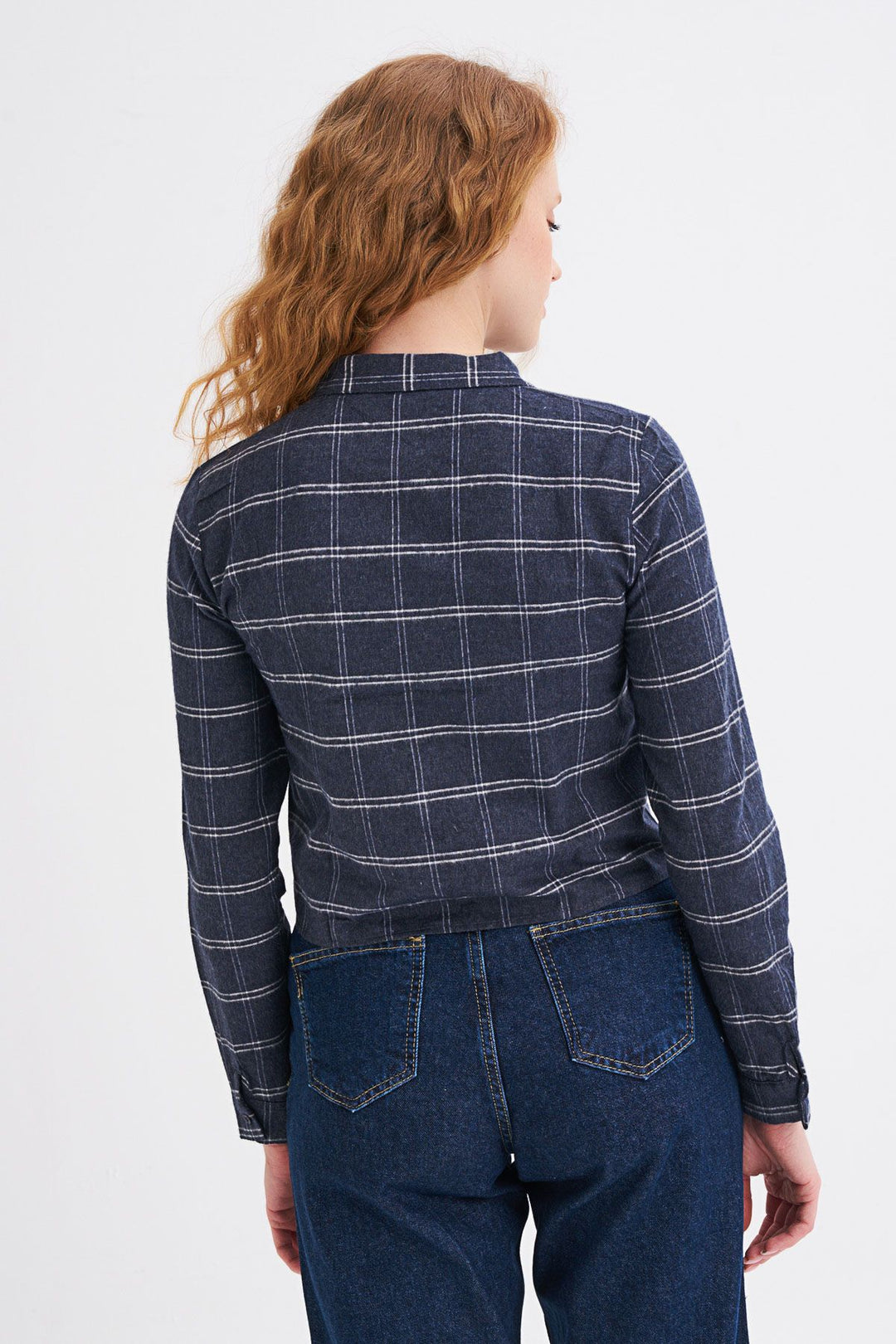 Tek Cepli Ekose Gömlek Lacivert