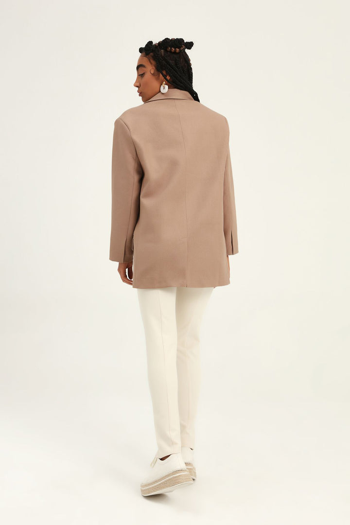 Double Breasted Collar Blazer Jacket Camel
