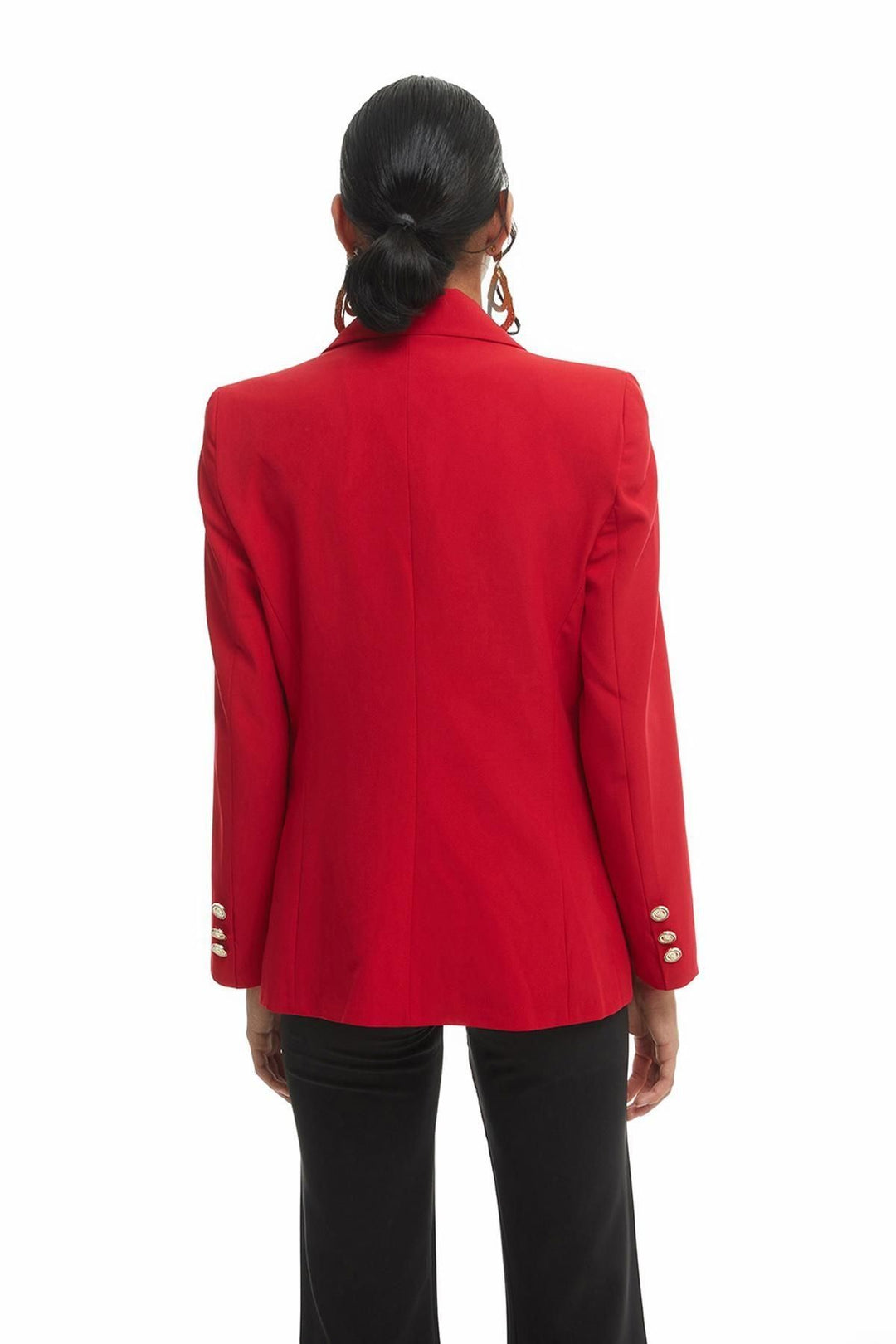 Düğme Detaylı Blazer Ceket Kırmızı