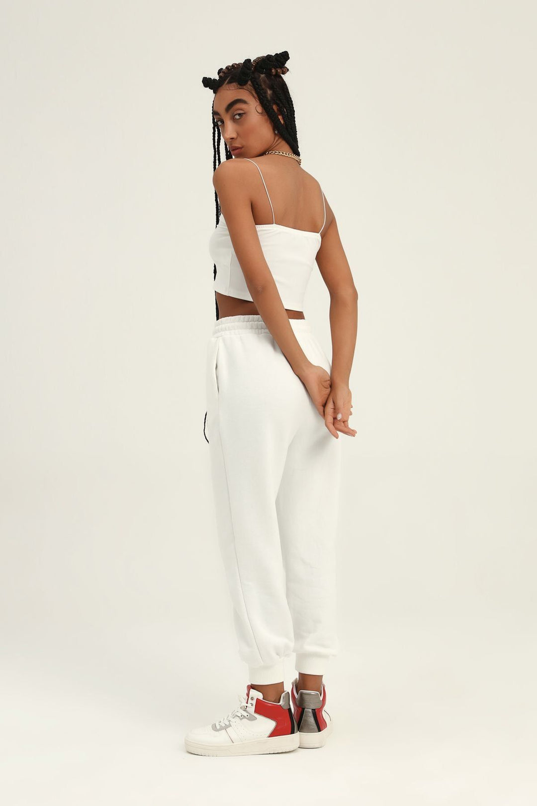 Jogger Elastic Waist Tracksuit White