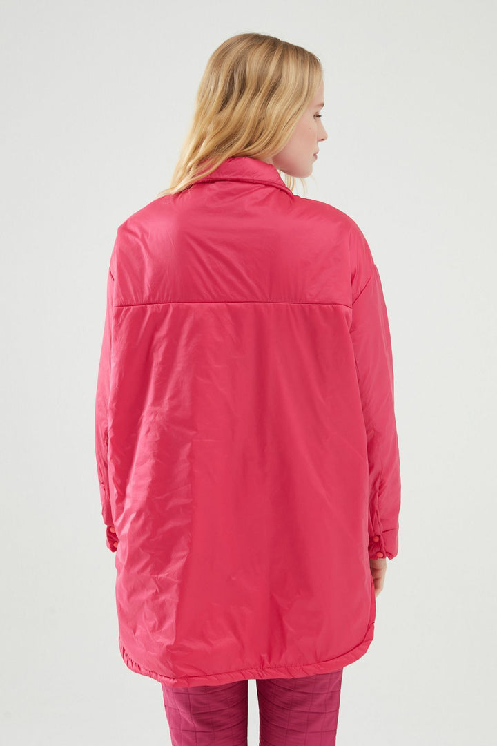 Oversize Uzun Ceket Fuşya