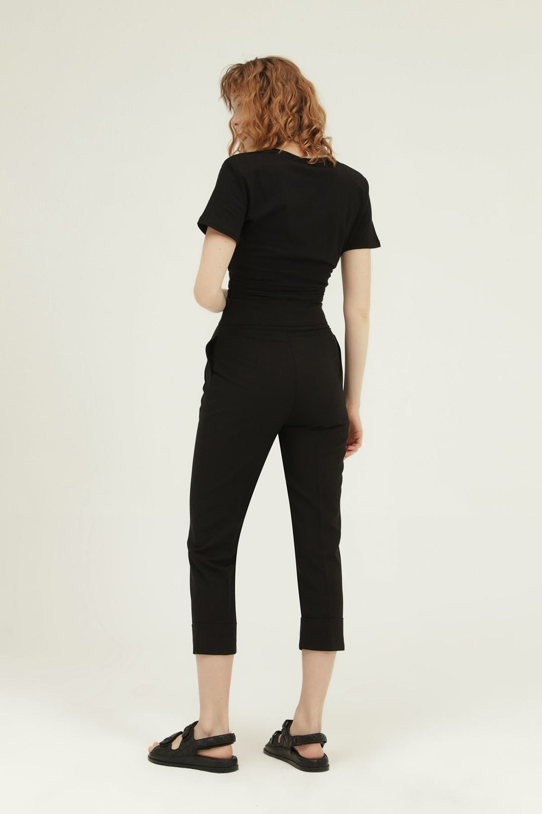 Duble Paça Yüksel Bel Pantolon Siyah