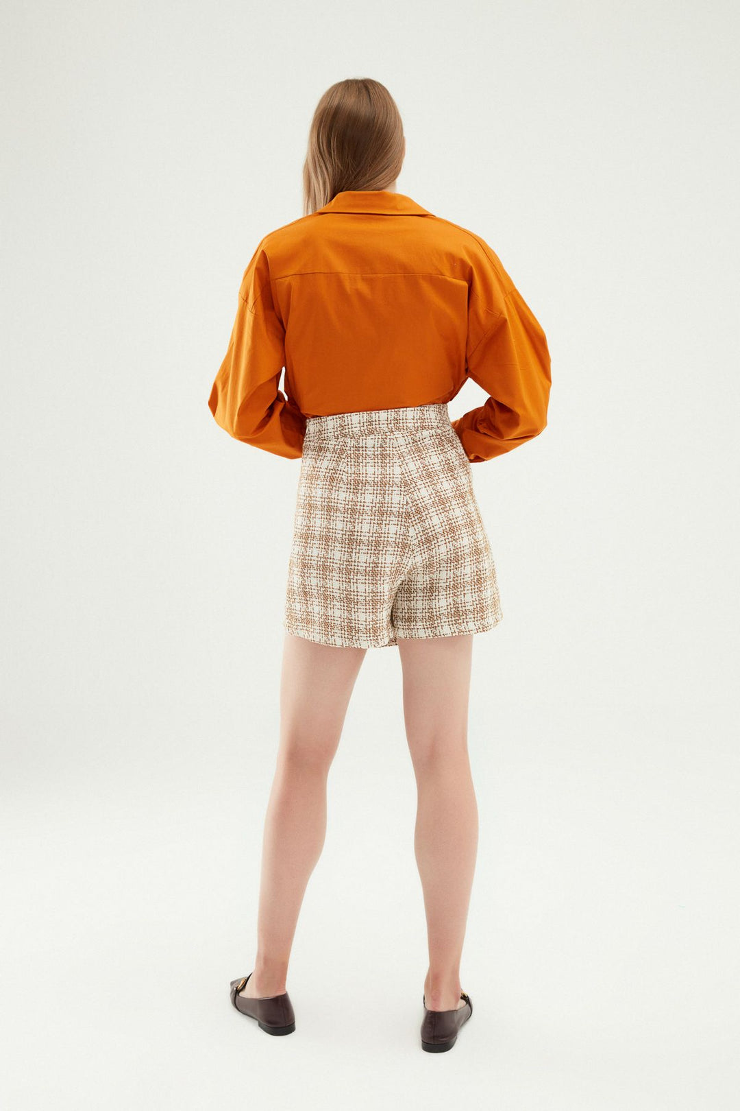 Wrapped Tweed Short Skirt Beige