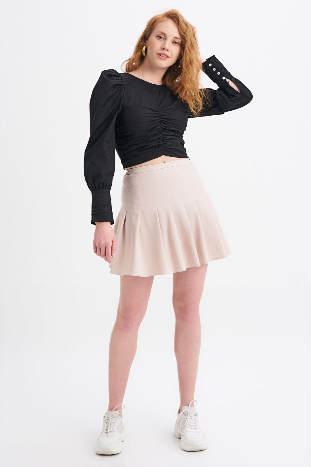 Balon Kol Gipeli Bluz Siyah