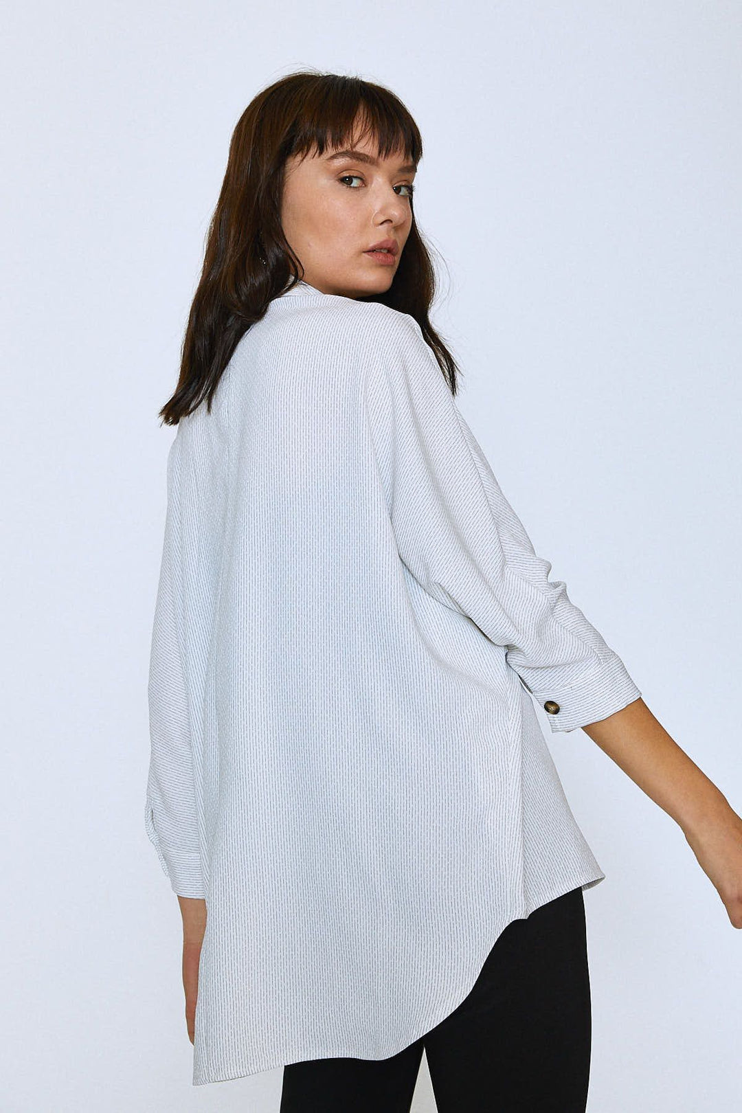 Striped Oversize Shirt Ecru