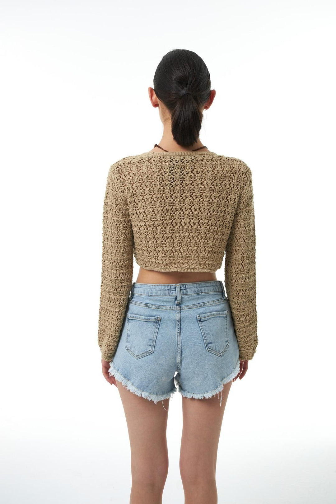 Lacing Detail Crop Knitwear Mink