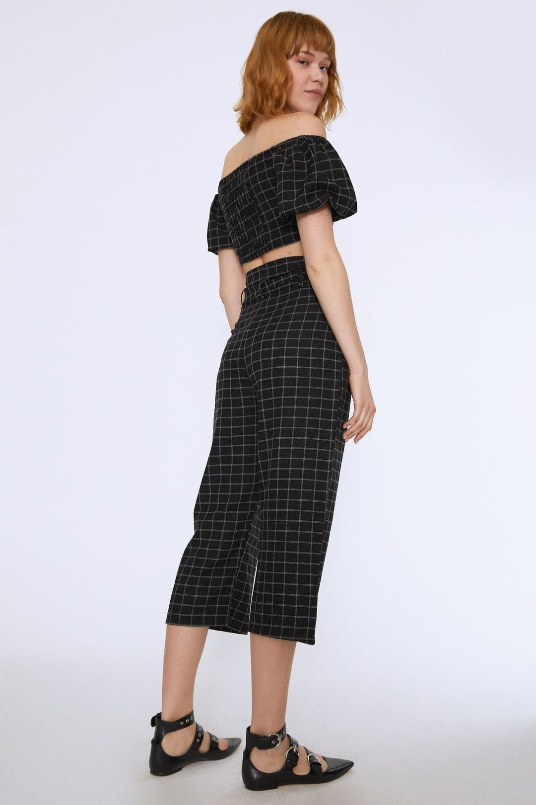 Waist Belted Wide Leg Trousers Black