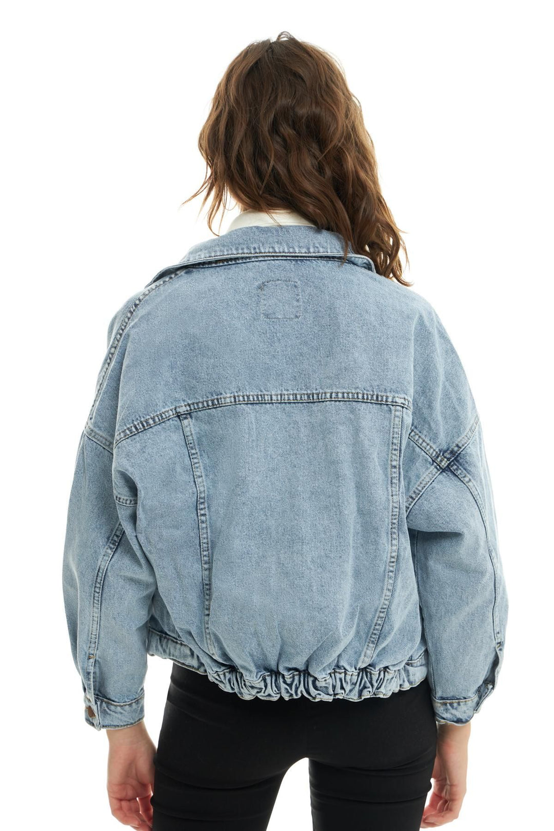 Hooded Oversize Denim Jacket Light Blue