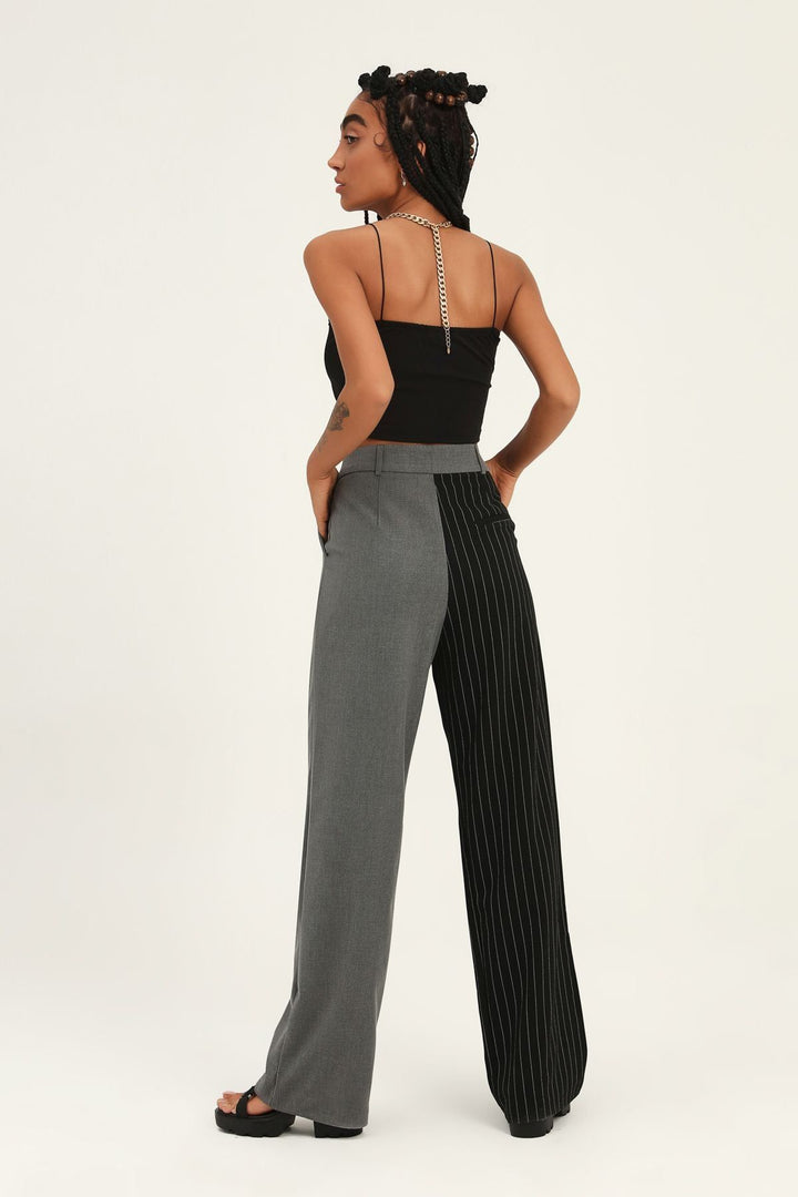 Two Color Palazzo Trousers Gray