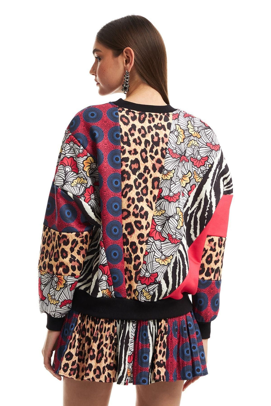 Mixed Pattern Sweatshirt Black