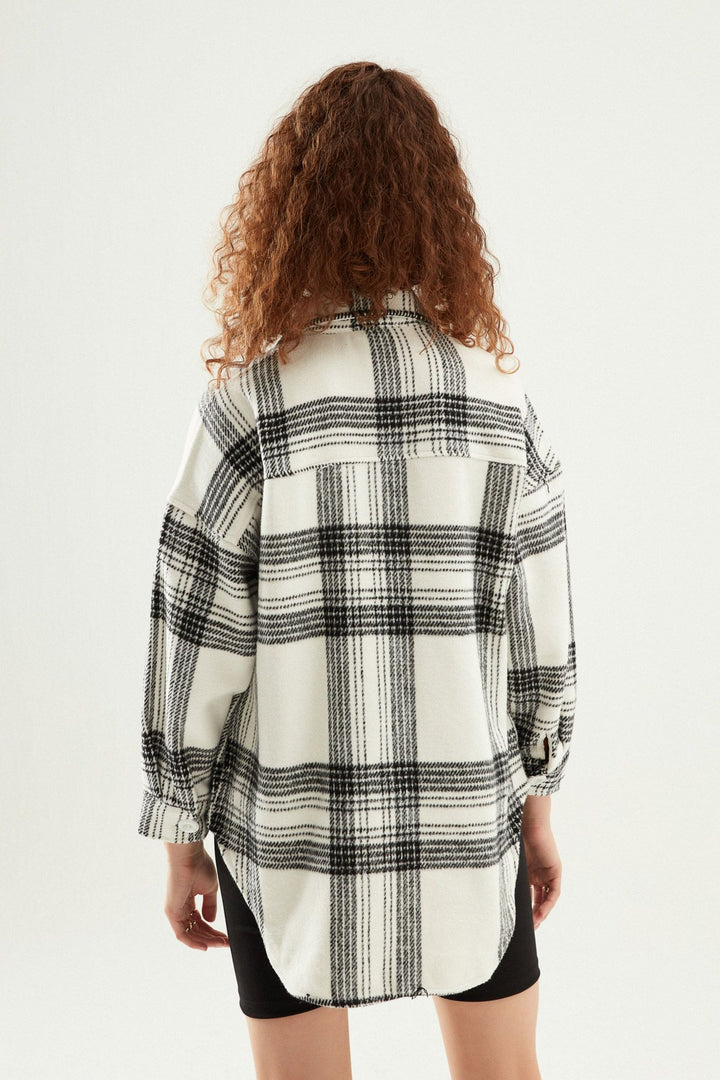 Çizgili Büyük Cepli Gömlek Siyah