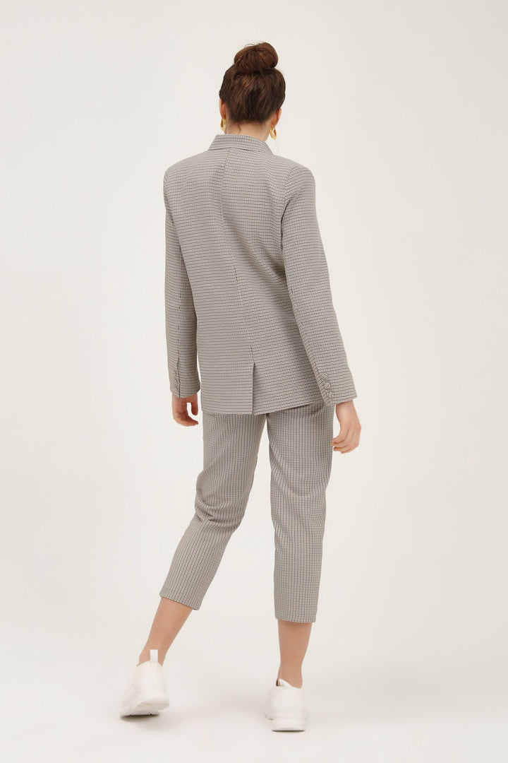 Çizgili Blazer Ceket Camel