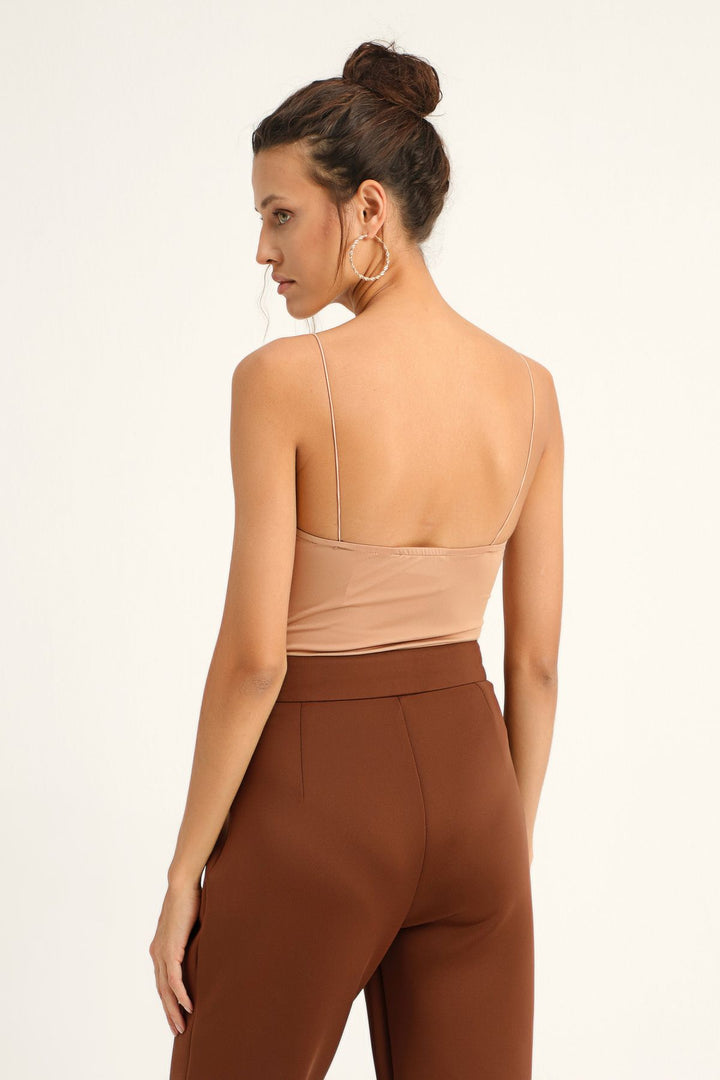 Slim Strap Bodysuit Camel