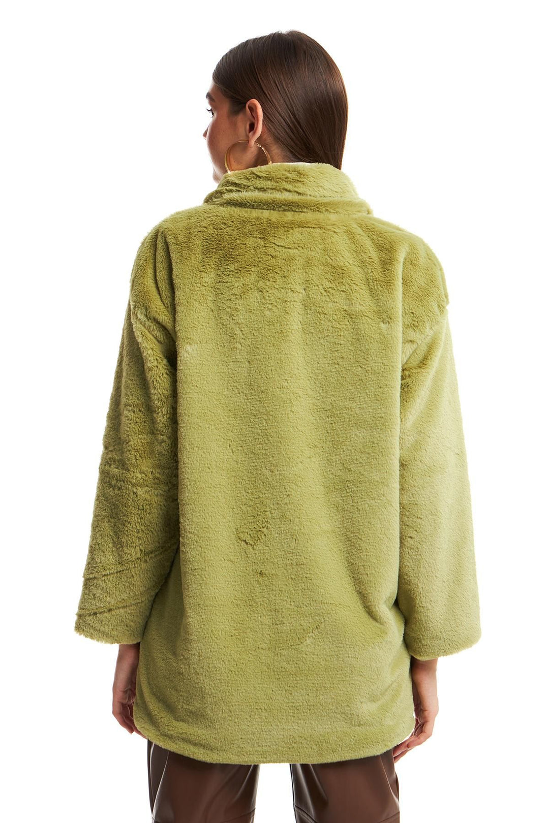 Cepli Peluş Mont Yeşil