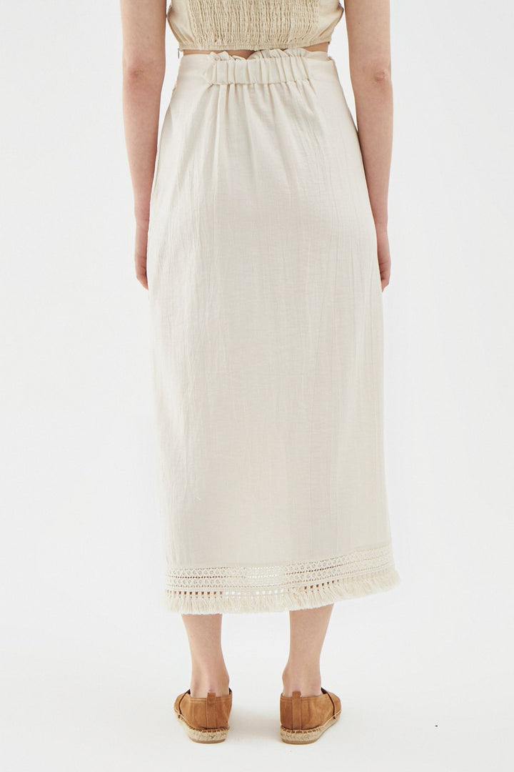 Tassel Detailed Wrapped Skirt Natural