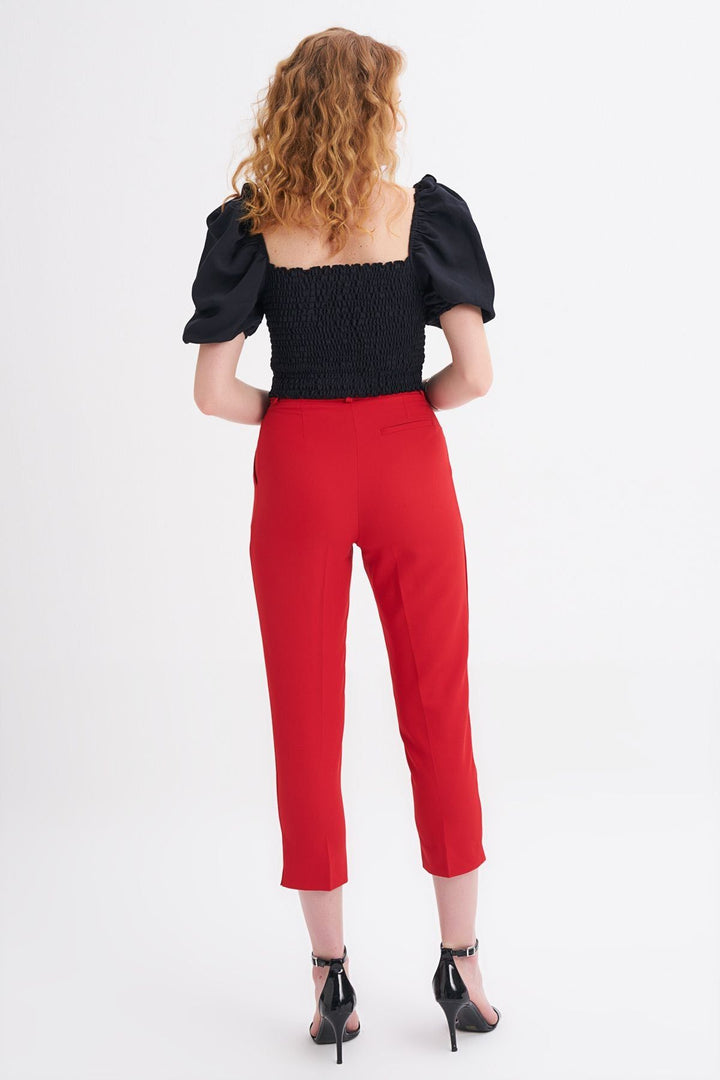 Waist Belted Trousers Red