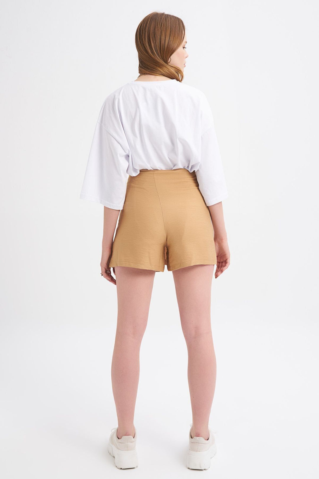 Button Front Skirt Shorts Camel