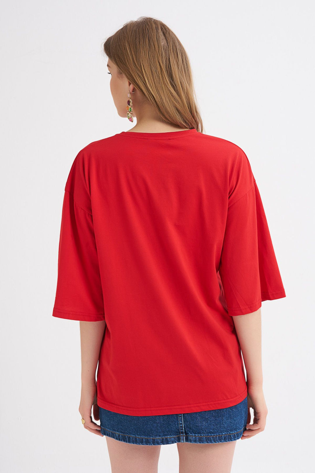 Truvakar Kol Basic Oversize Tişört Kırmızı