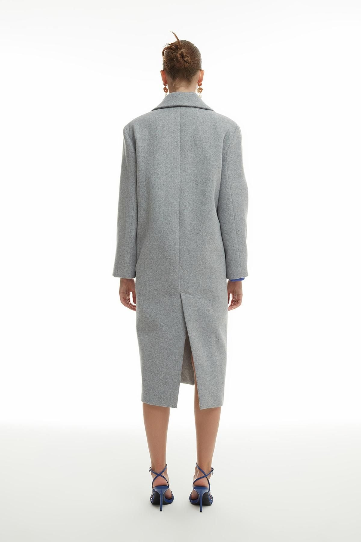 Buttoned Long Coat Gray