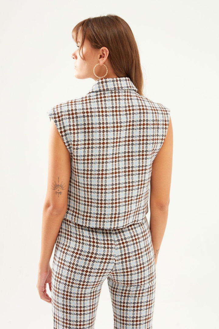 Buttoned Vest Jacket Blue