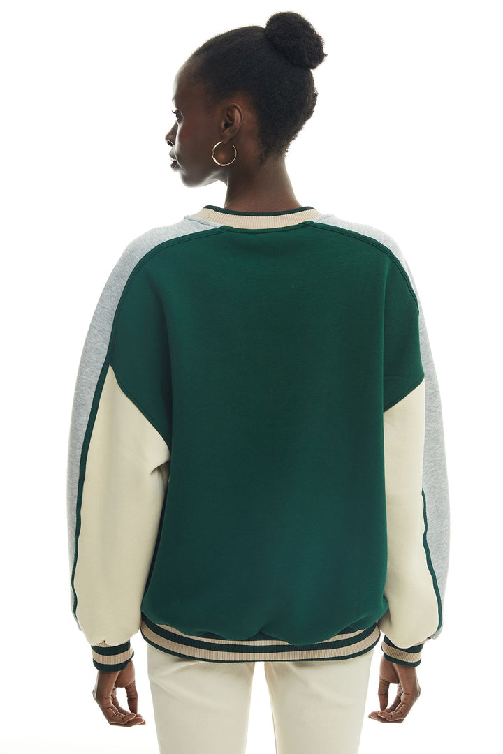 Dual Color Printed Sweatshirt Dark Green
